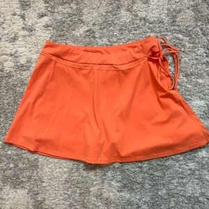 New Halara Orange Mid Rise Skort Skater Skirt With Slit Tie on Side and pocket L